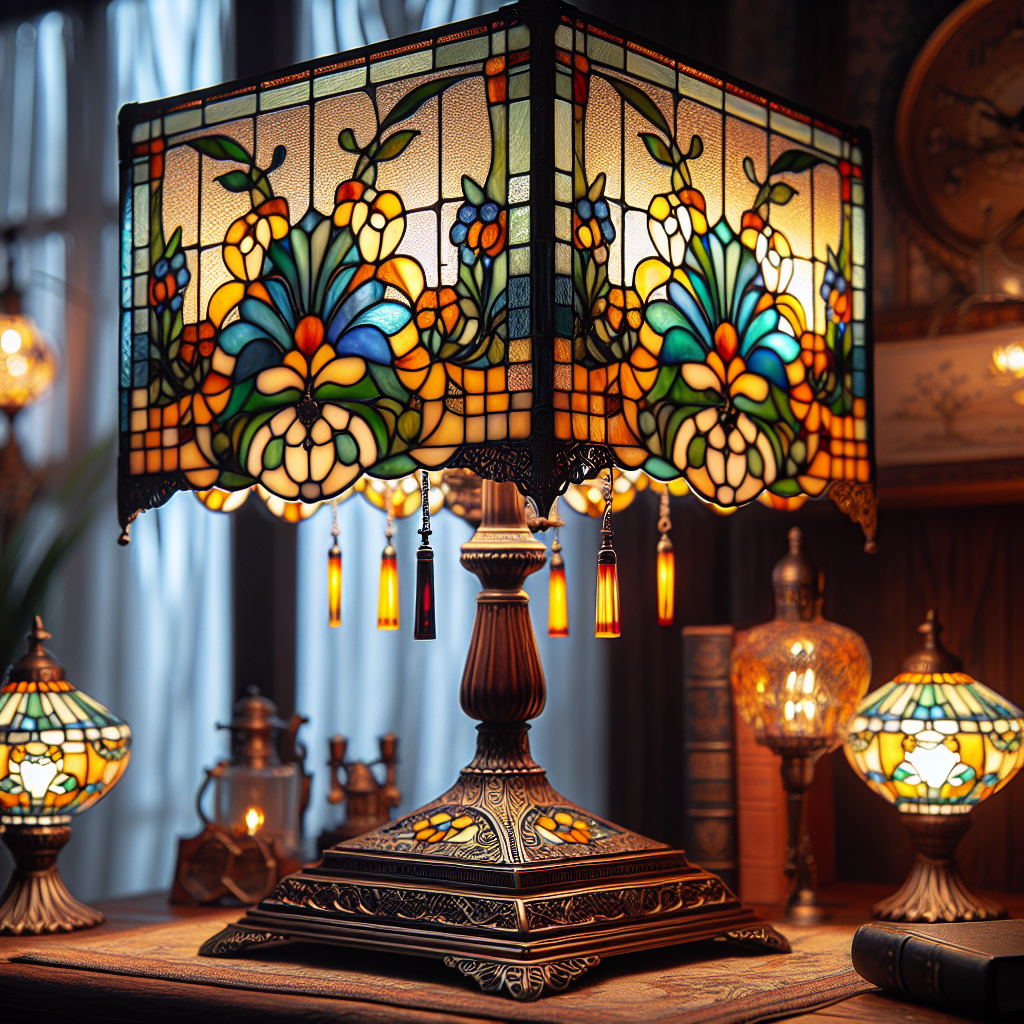Découvrez la Beauté Inégalée des Lampes Tiffany Anciennes Authentiques Carrées